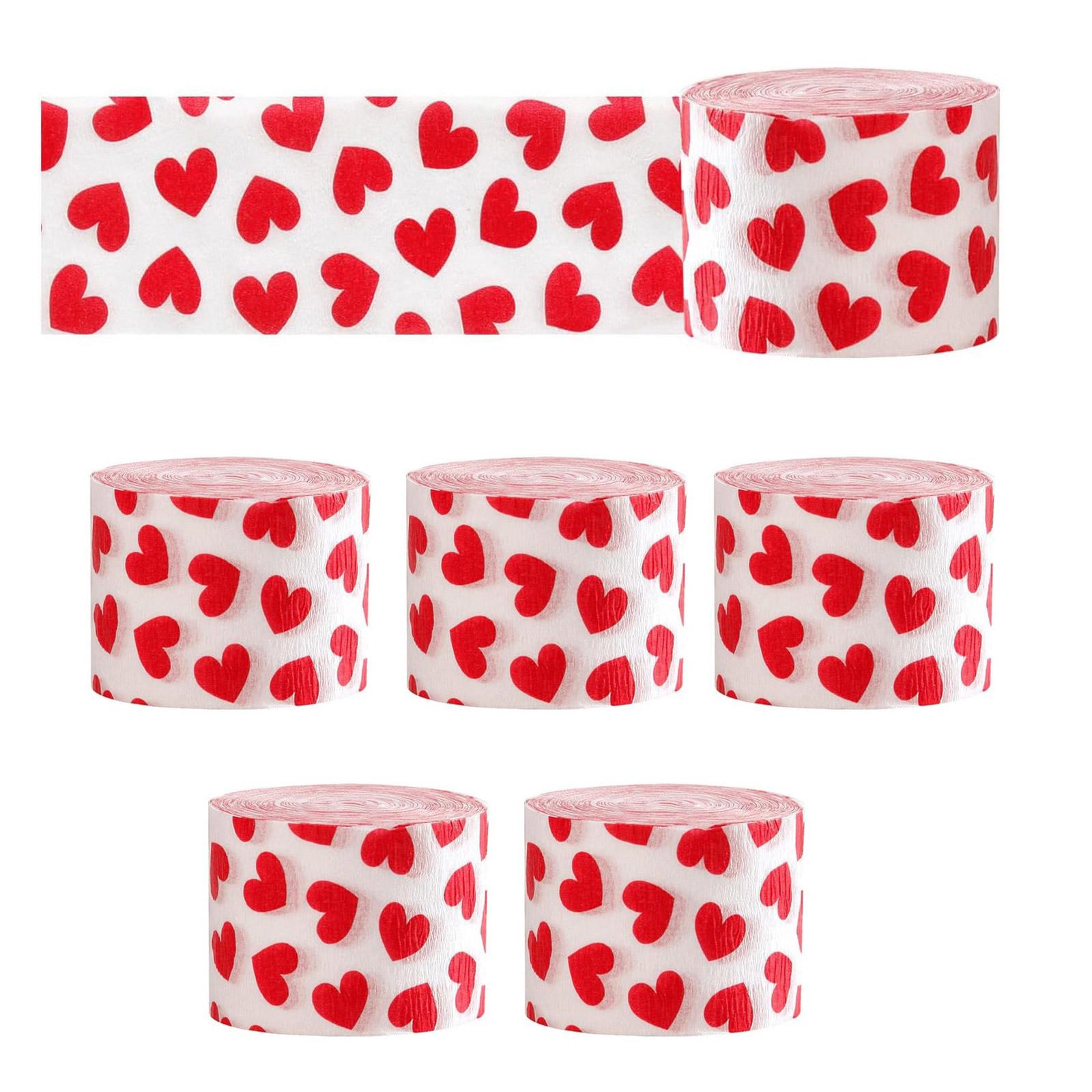 

Набор из 6 рулонов крепированной бумаги с принтом сердечек ко Дню святого Валентина, цветная лента, свадебные украшения для вечеринки, материалы для рукоделия