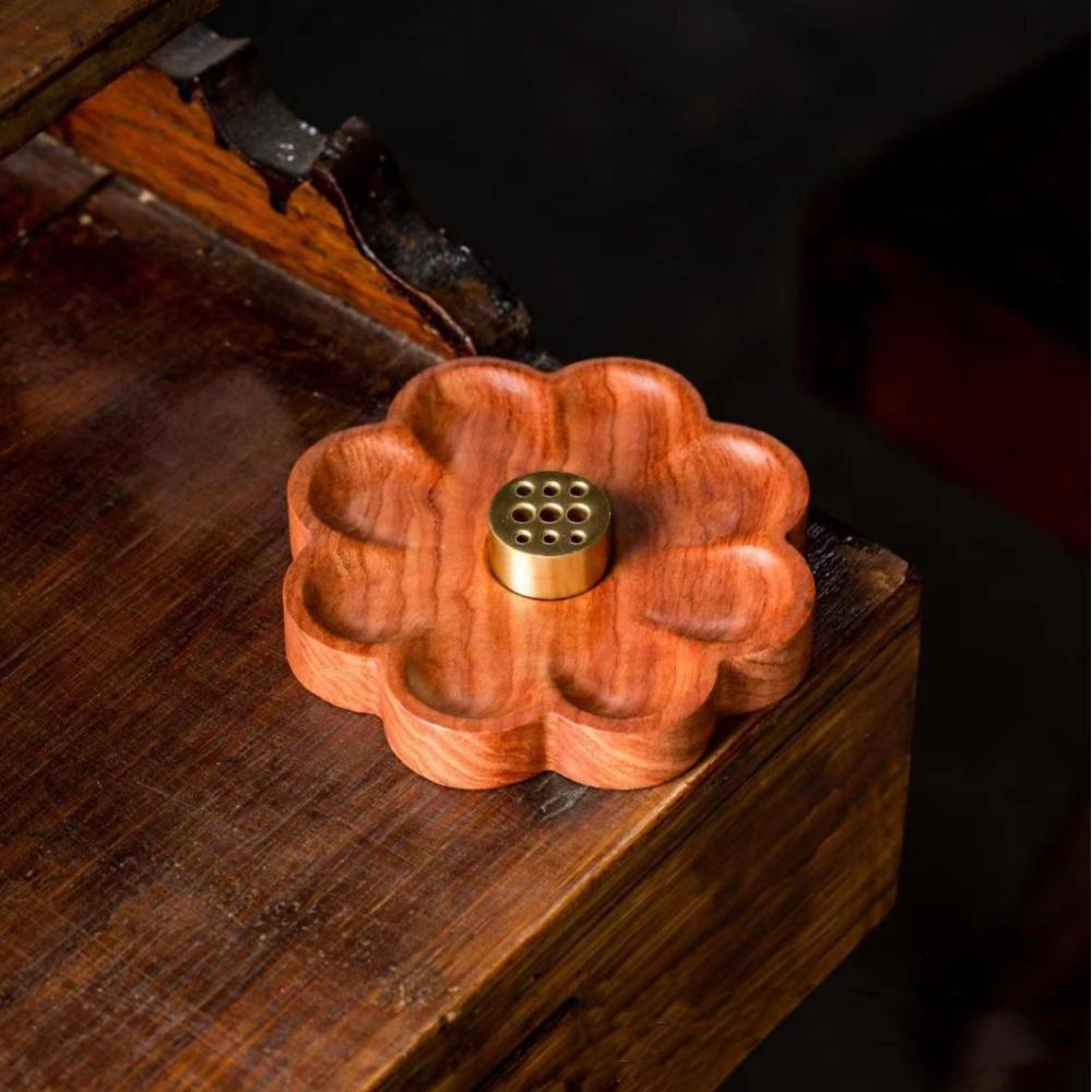 Retro Wooden Incense Holder Plum/Cherry Blossom Incense Stick Burner Mosquito Incense Holder  Yoga Style 4