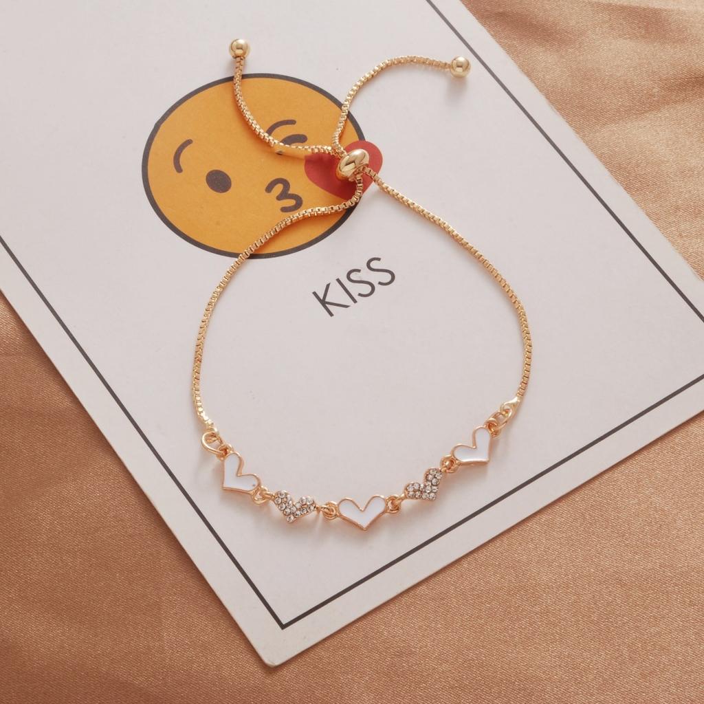 Women Simple Style Adjustable Love Heart Crystal Bracelet