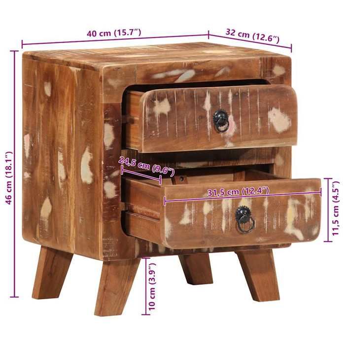 VidaXL Bedside Table 40x32x46 Cm Solid Reclaimed Wood 4104513
