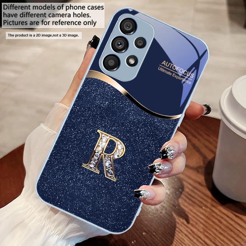 Písmeno R se zlatým okrajem Pro Samsung S 25 S25 Edge S25Ultra S8 S9 S10 20 U ltra S21 Pro S22 Plus S23 FE S24 Ultra Skleněný kryt na telefon