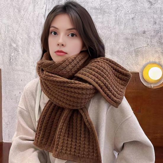 Couple Winter Scarf Warm Thick Knitted Long Scarf Solid Color Soft Large Wrap Outdoor Indoor Cold Weather Neck Warmer