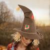 Cosplay Accessory Vintage Straw Witch Hat Creative Foldable Cosplay Hat with Patches Halloween Wizard Hat Theater