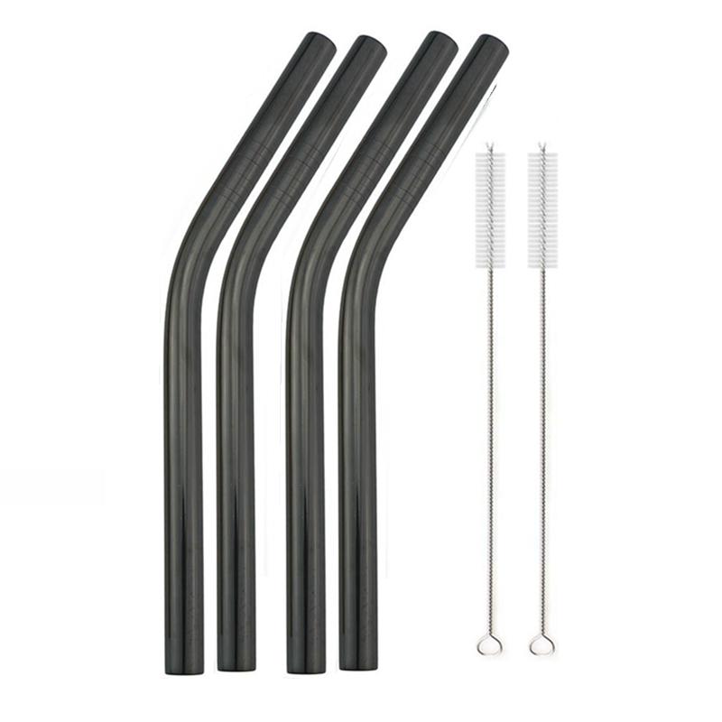 12x215mm Reusable 304 Stainless Steel Drinking Straws Set Eco-Friendly Metal Straw for Smoothie Boba Bubble Tea Milkshakes