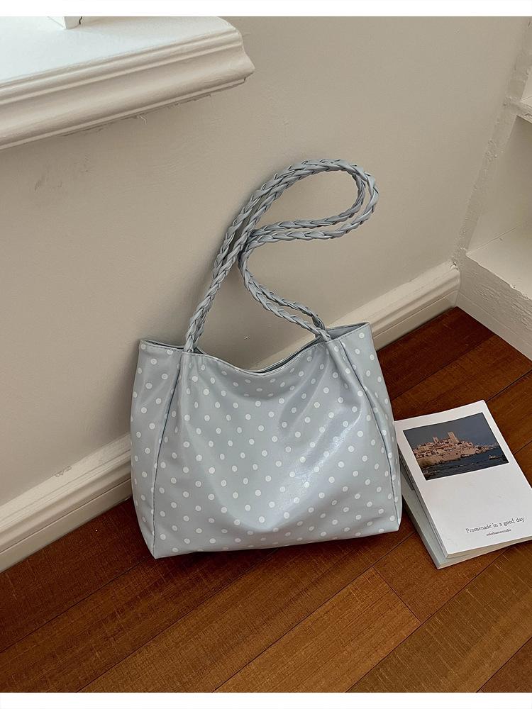 2026 Korean-Style Luxury Polka Dot Tote: Lightweight, Simple Fashion, Women's Single Shoulder Bag, Large Capacity