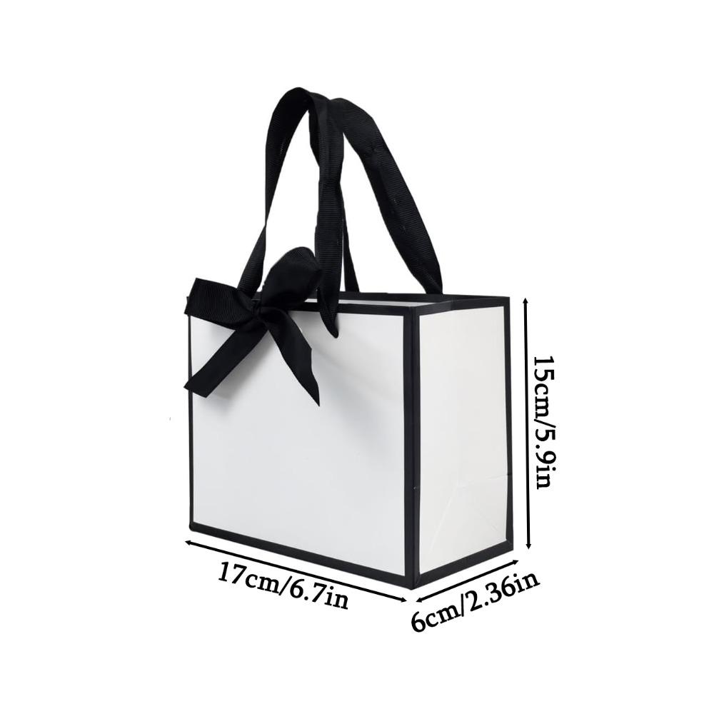 10pcs Small White Black Gift Bags with Handles Thank You Bags with Bow Ribbon Party Favor Bags