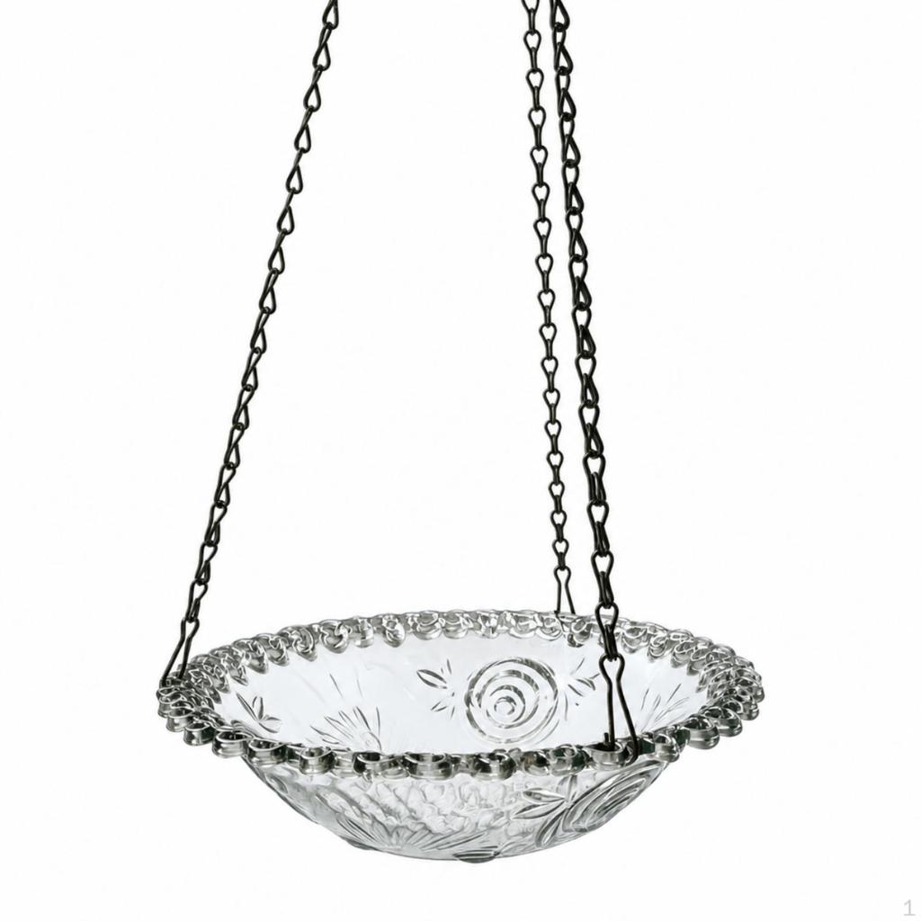 Hanging Bird Feeder and Bath Bowl Outdoor with Chains Hook