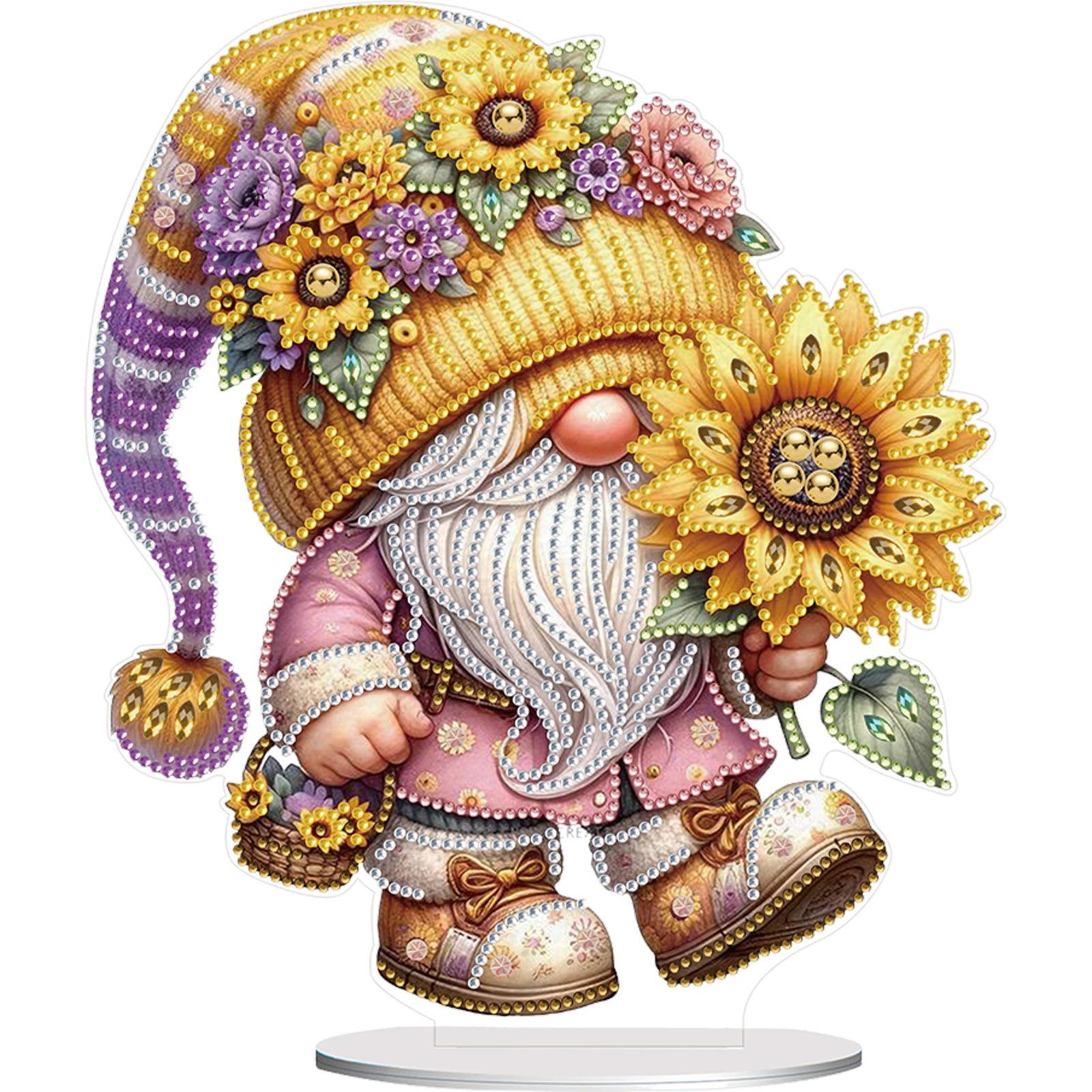 

2D Flat Gnome DIY Desktop Diamond Art Kits Double-Sided Effect 5D DIY Diamond Art Tabletop Decorations Bedroom Table Decoration