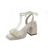 New Women Sandals High Heels Casual Shoes Women's Open Toe Summer Square Female Ankle Strap Low Heels Sandals Women