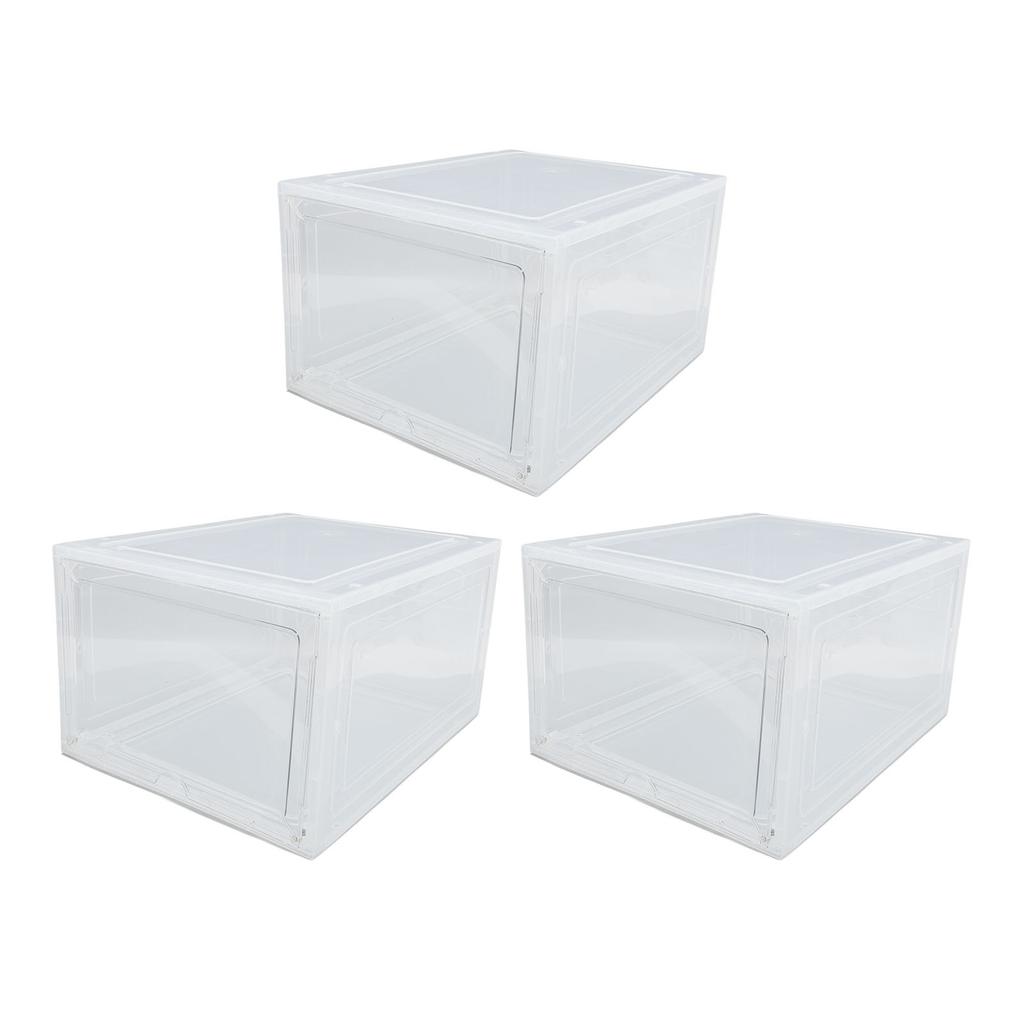 Shoe Storage Box Thick Side Opening Space Saving Transparent Stackable Shoe   Foldable Shoe Rack Container Holder for Shoes Clothes