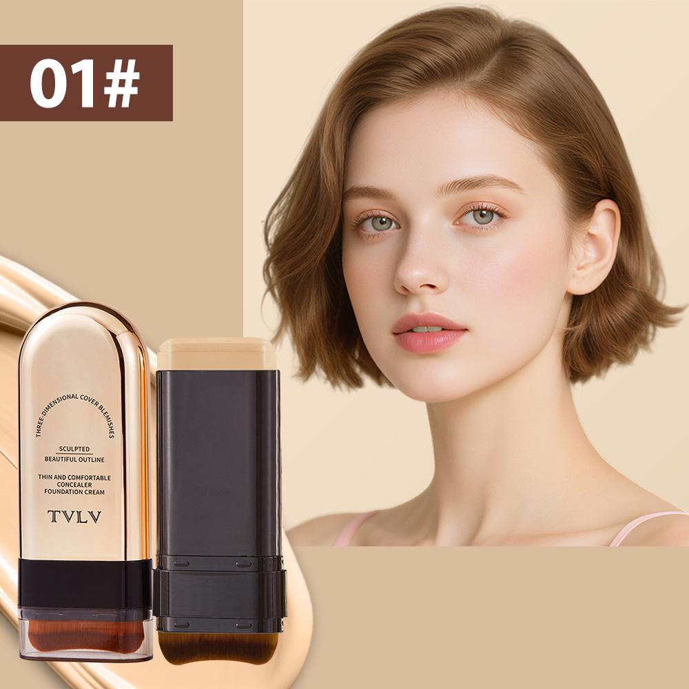 TVLV Langanhaltende Dünne & Bequeme Abdeckcreme Foundation mit Pinsel - Natürliches Finish, Bestseller 20g brown