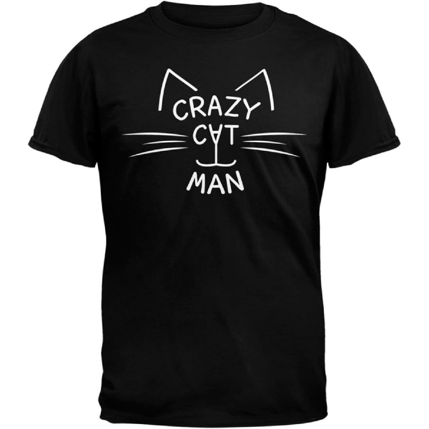 Crazy Cat Man Black T-Shirt - 2X-Large XXXXXL разноцветный