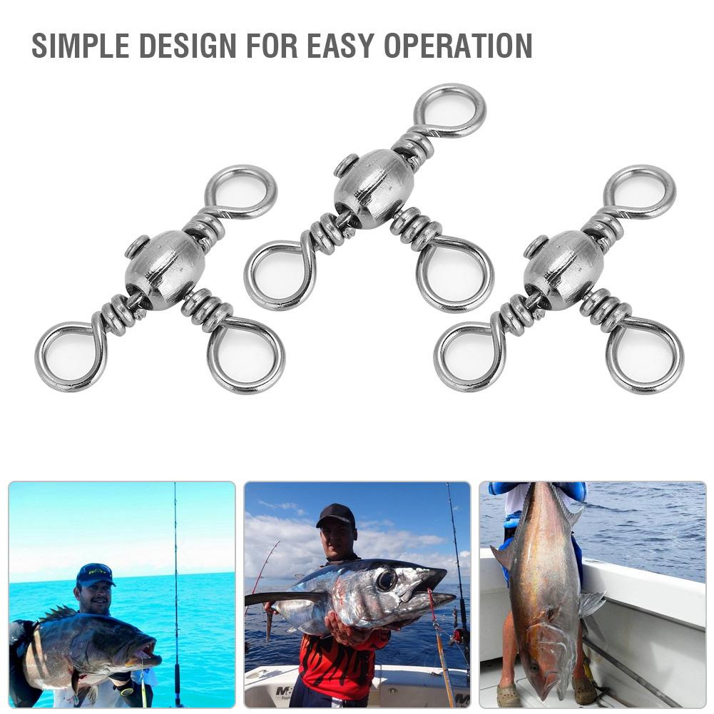 20Pcs Durable Flexible Three Way Rolling Swivels Triple Swivel Fishing Connectors(2#)