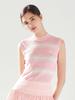 LORDLOAR Striped Leather Sleeveless Knit Pink