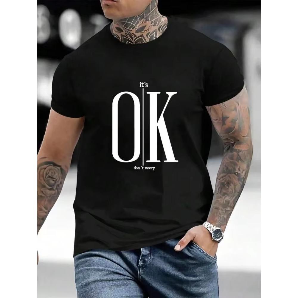 3D California Letter Print Men's Loose T-shirt Urban Street Men's Fashion Short-sleeved Top Summer Daily Casual Men's T-shirt