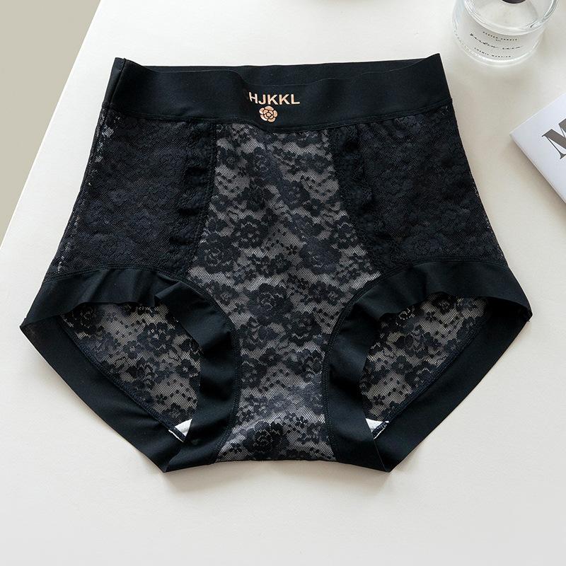 Big Size Female Summer Thin Sexy Lace Mulberry Silk Extension Crotch Without Mark in High Waist Triangle Briefs
