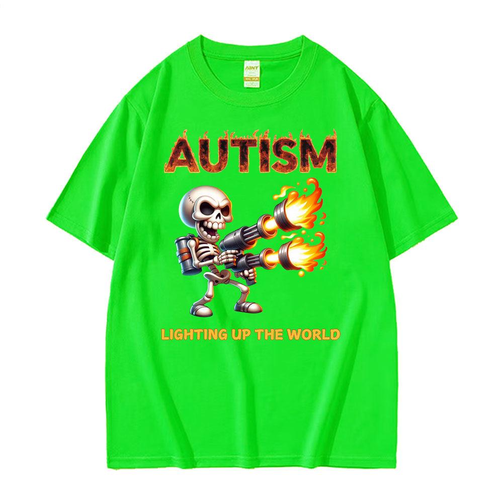 Autistic Funny Skeleton Meme Graphic T Shirt Unisex Fashion Gothic Retro T Shirts Male O-Neck Short Sleeve T-shirt Unisex Tops