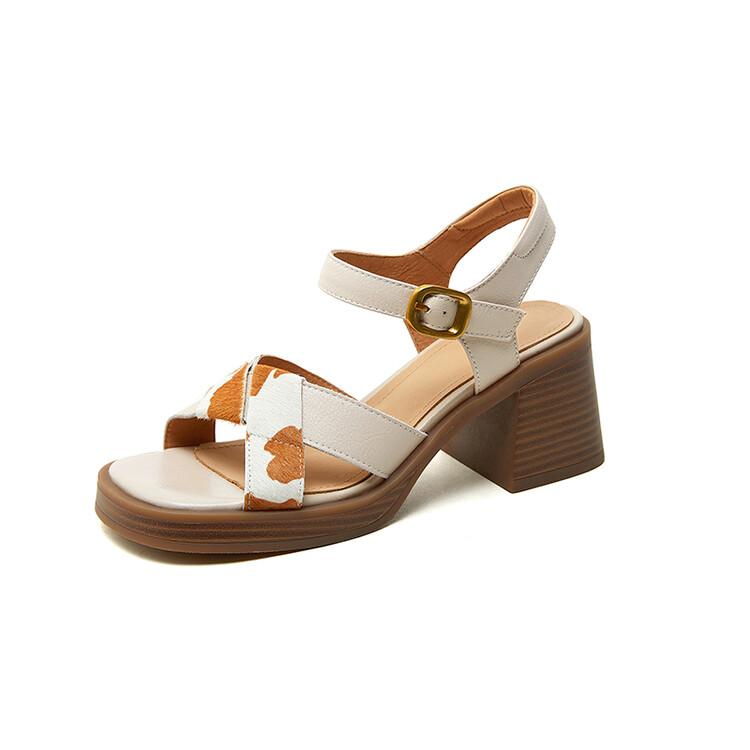 Fashion 2025 New Fashion Casual Sandals Summer Sandals Square Toe Sandals Concise Roman Shoes Chunky Heel High Heels Sandals for Women