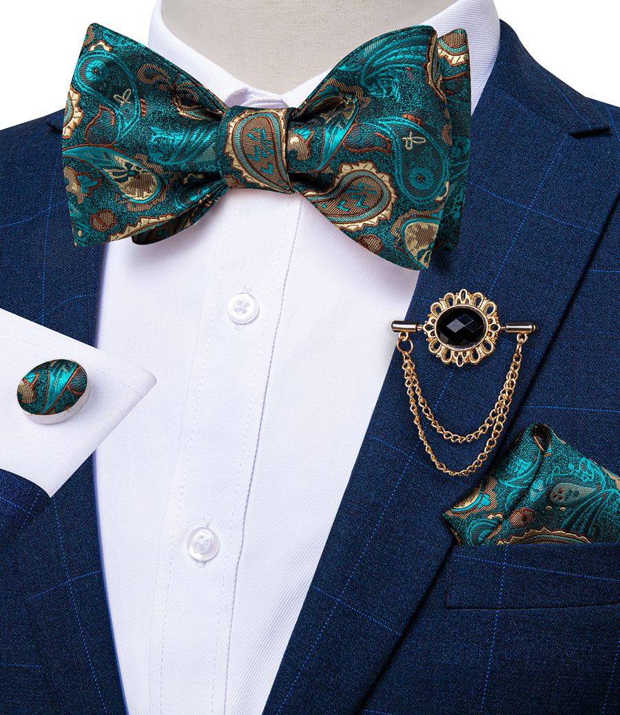 

Чоловічий набір краваток-метеликів Саморегульована краватка-метелик Брошка з кришталевими китицями Шпилька Запонки Набір весільних краваток LH-3007