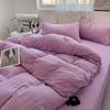 Bed Sheet Quilt Cover Nude Sleeping Pure Cotton Four-piece Set Washed Cotton Soft Bed Sheet Quilt Cover Solid Color Bedding