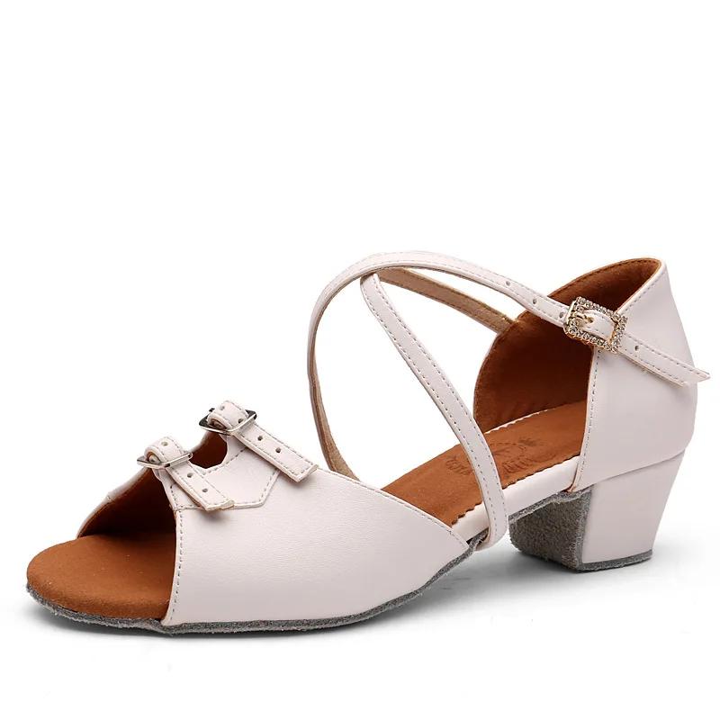 

Белые танцевальные туфли для женщин Низкий каблук Бальные танцевальные туфли Сальса Латина Практичные танцевальные туфли для девочек Сальса Кубинские каблуки 25