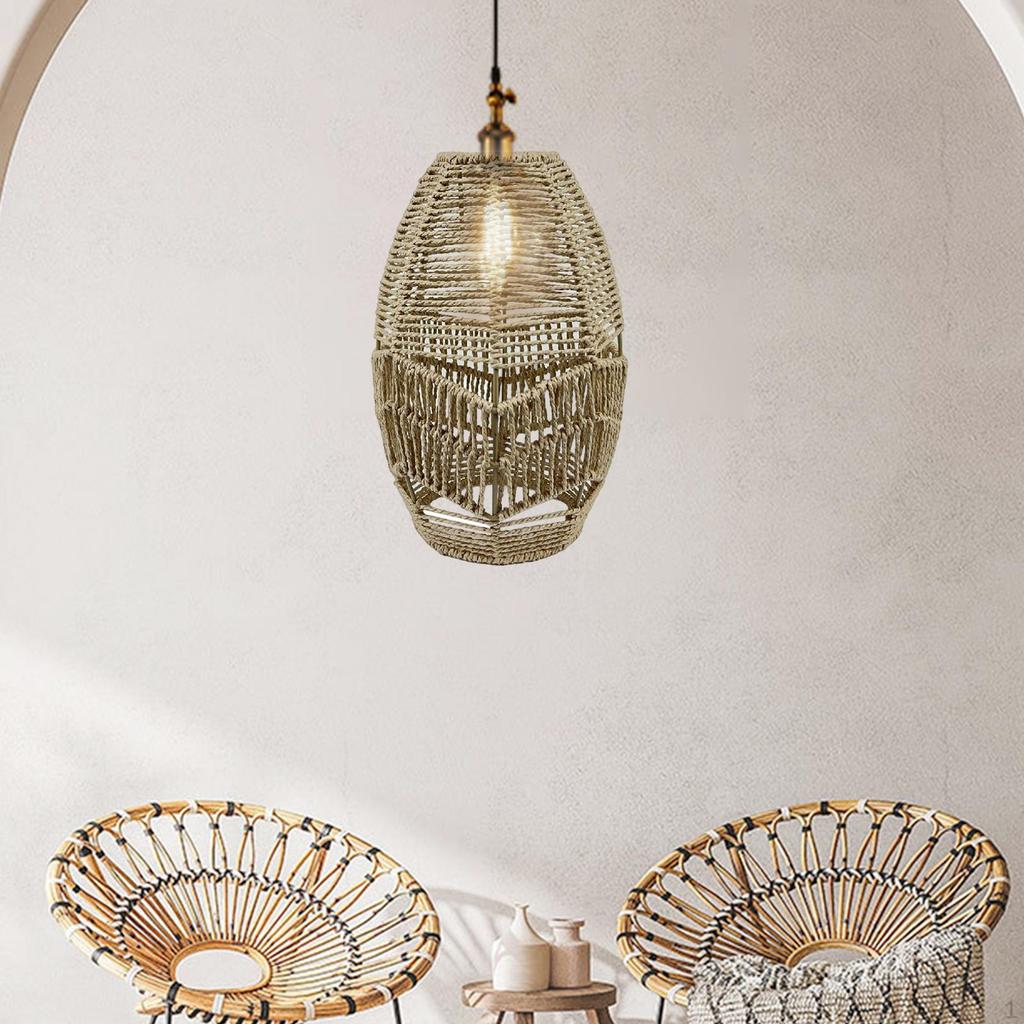 Boho Pendant Lamp Shade Rattan Woven Decoration Ceiling Light Chandelier Cover Lampshade Hotel
