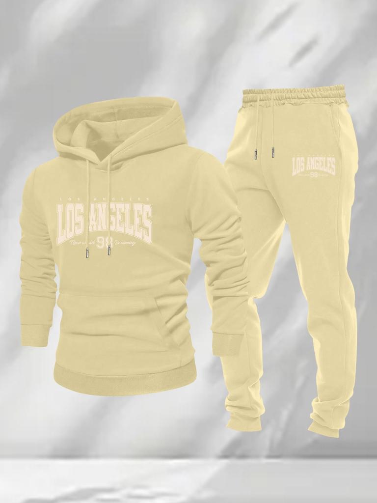 Autumn and winter explosion Los Angeles printed men's suit, hooded sweater sweatpants two-piece set, casual sportswear
