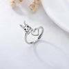 Adjustable Cute Rabbit Heart Ring with Diamond Inlay - Women's Cartoon Style