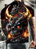 Mens Dragon Print Blend T-shirt - Stylish Crew Neck Comfortable & Breathable for Summer Casual Everyday Wear Hot Sale
