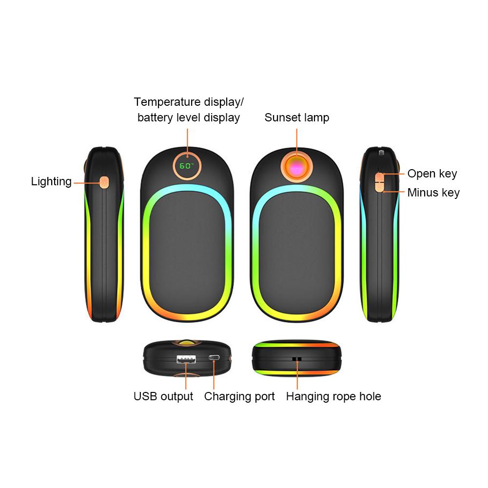 Mini Colorful Circle Hand Warmer With Sunset Light Fast Heating Hand Keep Warm Device For Sports Fitness