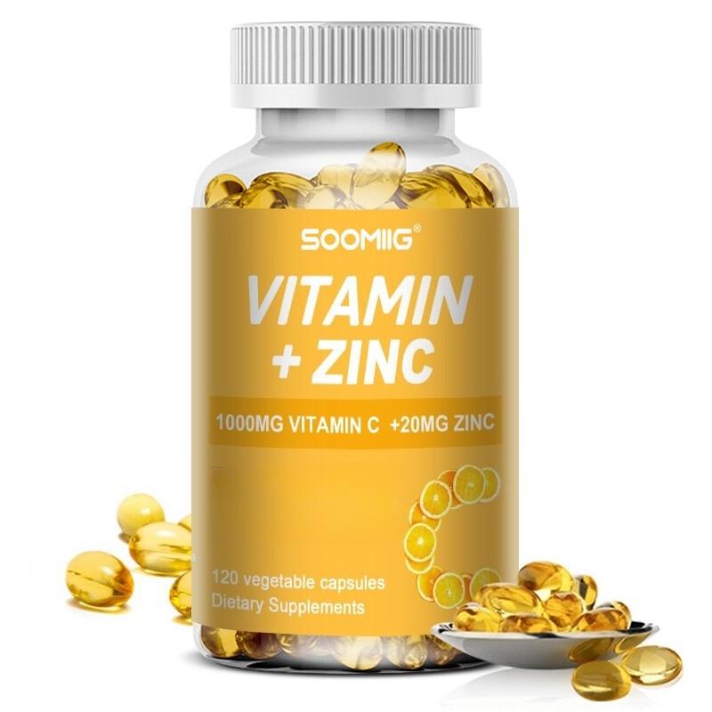 

Vitamin C 1000 mg Zinc 20 mg Dietary Supplement 120 Capsules Per Bottle 120 Capsules