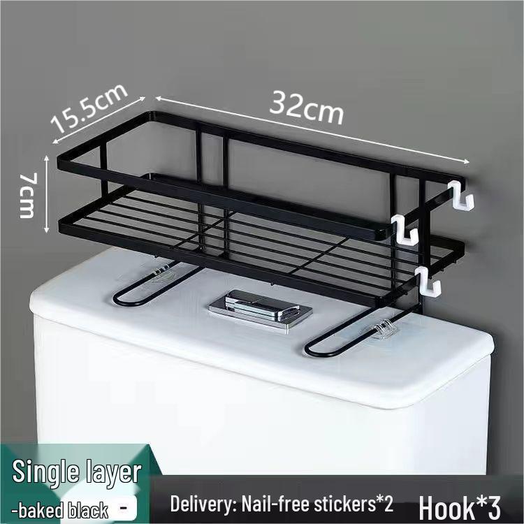 Wall-Mounted Bathroom Storage Rack - No Drilling Required, Multi-Functional Vanity Organizer for Toilets