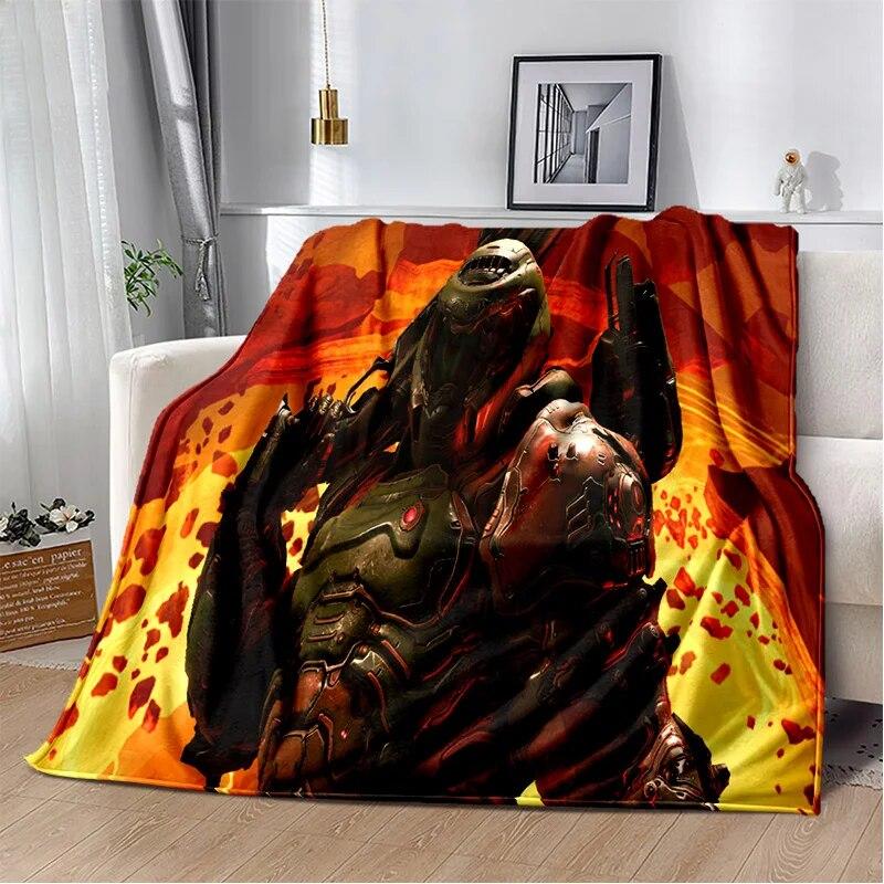 Doom Retro Game Gamer Cartoon  Blanket,Soft Throw Blanket for Home Bedroom Bed Sofa Picnic Travel Office Rest Cover Blanket Kids