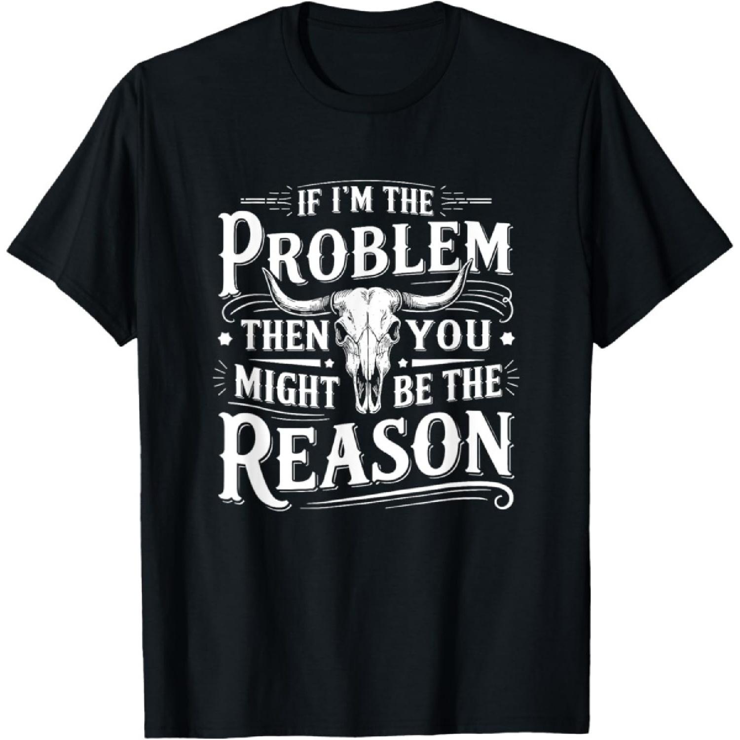 SHANGCHEN If Problem is Vintage You Might Be The Reason Funny Graphic T-Shirt S