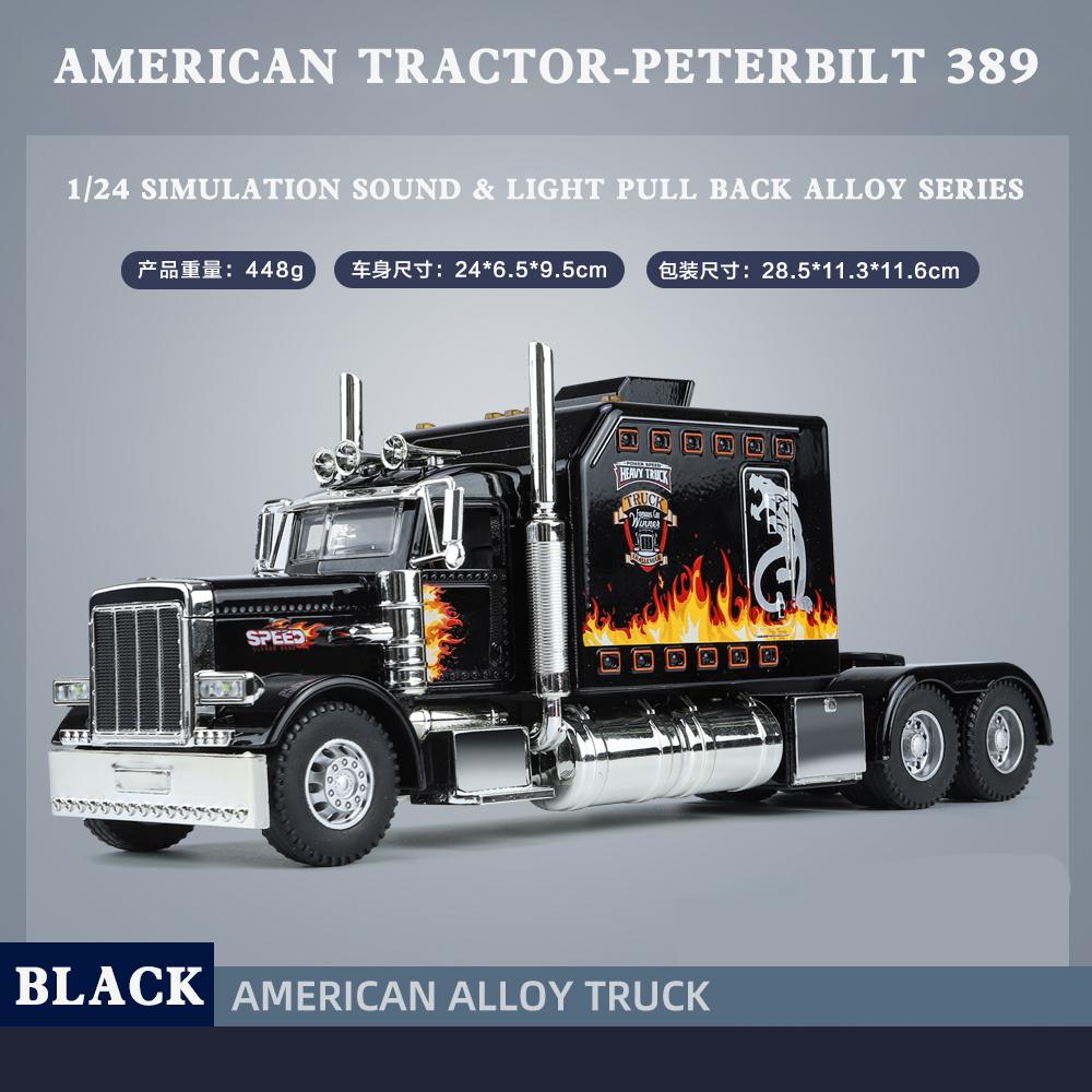 1:24 Amerikanischer Traktor Peterbilt 389 Legierung Simulation Druckguss Modellauto Sammlung Weihnachtsgeschenke Sound- und Lichtspielzeug für Kinder