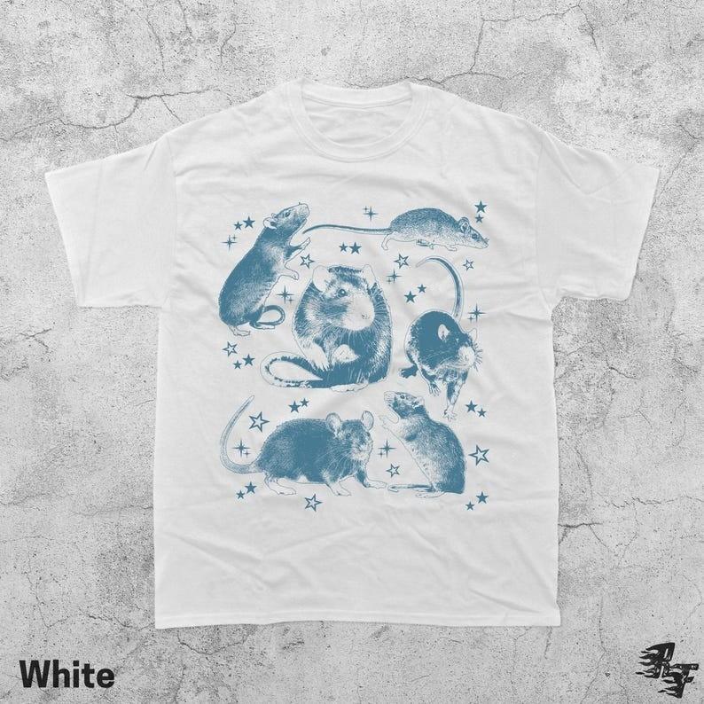 Vintage Rat Tattoo Style TShirt Retro Animal Graphic Tee Nature Wildlife Love Unisex T-Shirt M