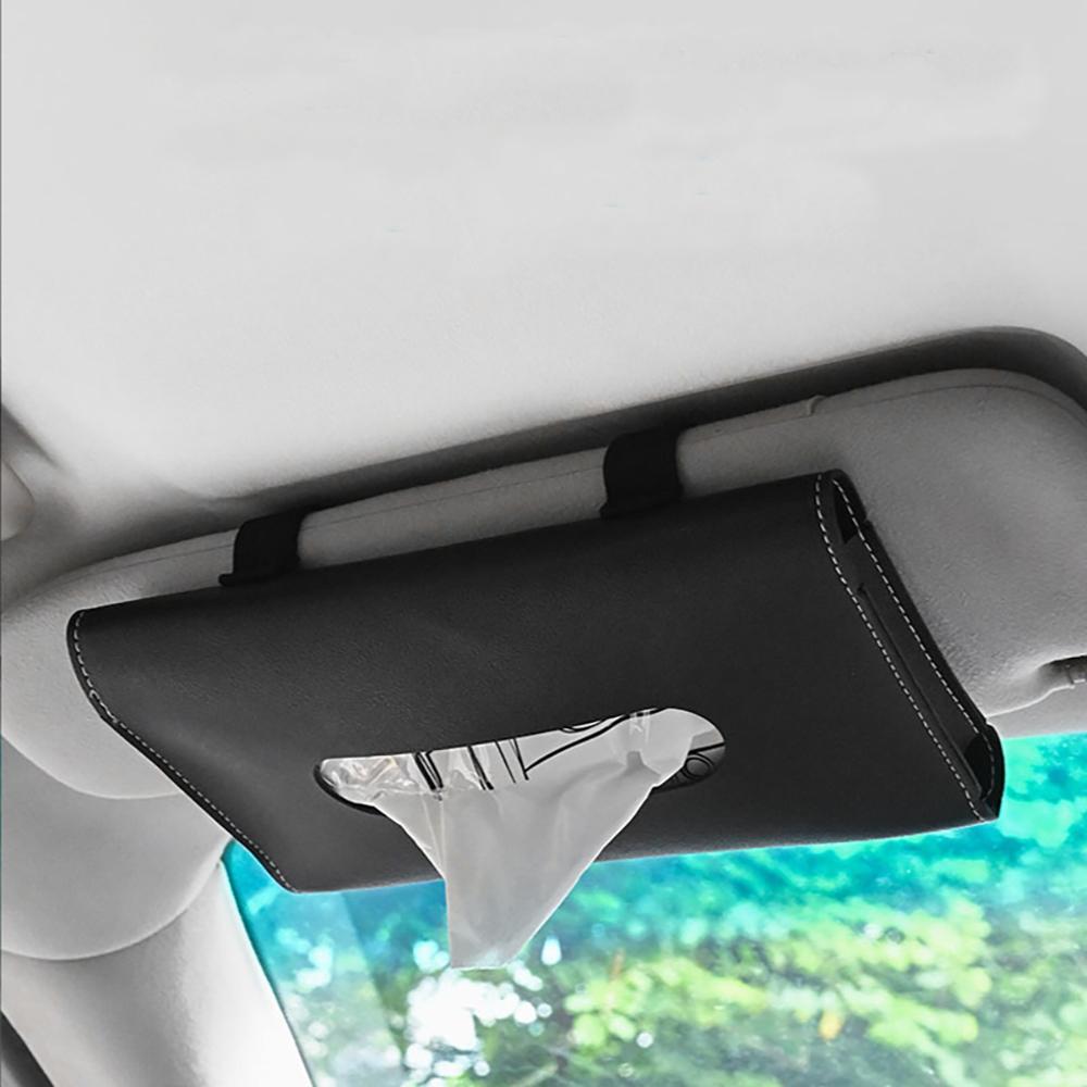 PU Leather Car Tissue Box Car Sun Visor Tissue Box Holder Auto Interior Storage Mask Storage Box чёрный