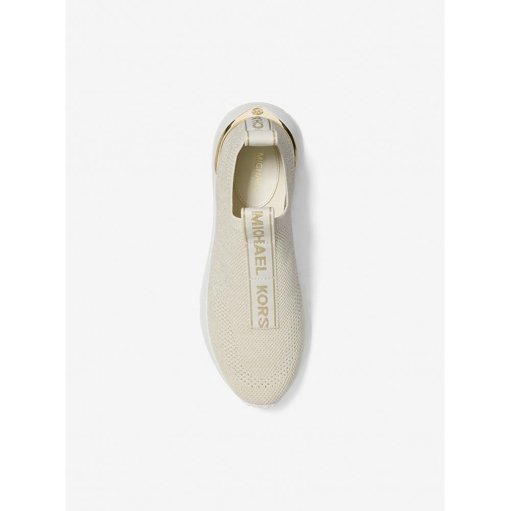 Michael Kors Bodie Metallic Knit Slip On Sneaker 49s5bdfp2d705 Pale Gold