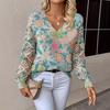 Neues bedrucktes V-Ausschnitt-Oberteil Damen beliebter Pullover Langarm Frühling und Herbst Pullover