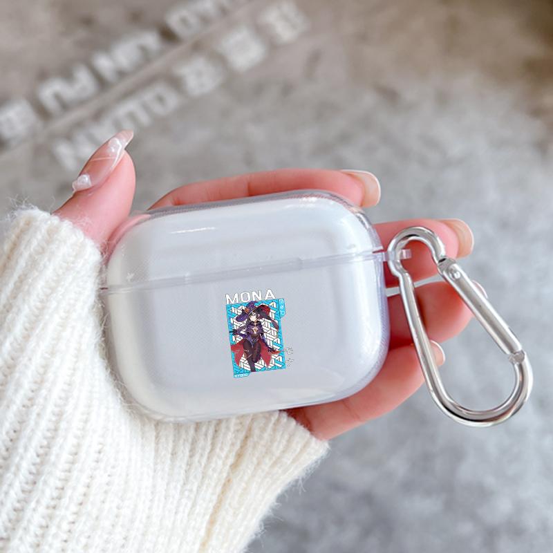 Genshin Impact Cartoon Anime Xiao With Hook Case For AirPods 2 3 1 Cases For Apple AirPods Pro 2 Coque Transparent Soft Cover