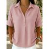QICED Women's Fashion POLO Neck Short Sleeve Casual Blouses & Shirts Casual Chic