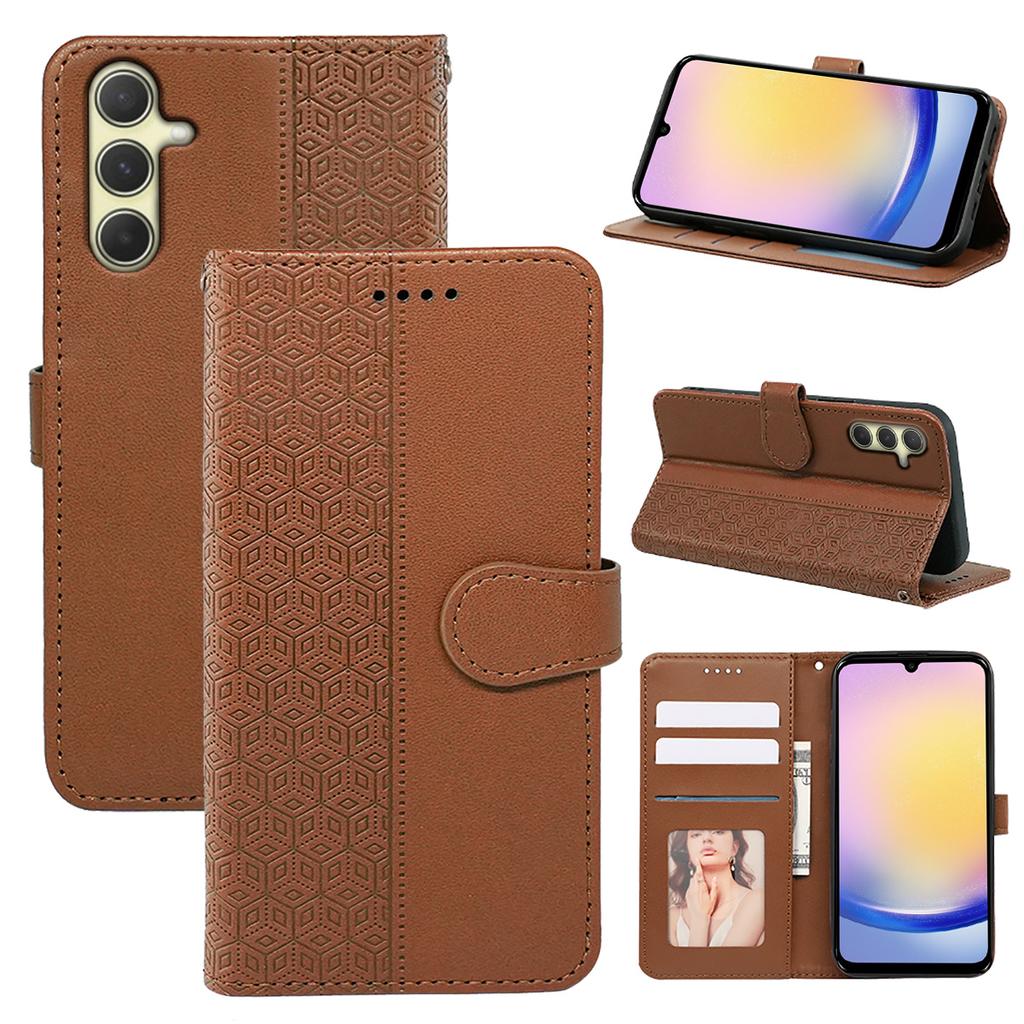 Etui dla Samsunga Galaxy A15 4G/A15 5G, skórzane etui typu flip z wytłoczonym wzorem kratki sześciennej