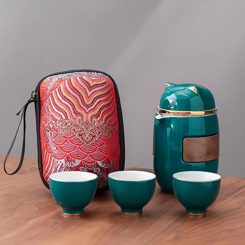 1 Set Ceramic Tea Set Quick Guest Cup Kung Fu Tea Set Portable Travel Outdoor Tea Set Perfect For Home Office Meetings Socializing Outings Meditation