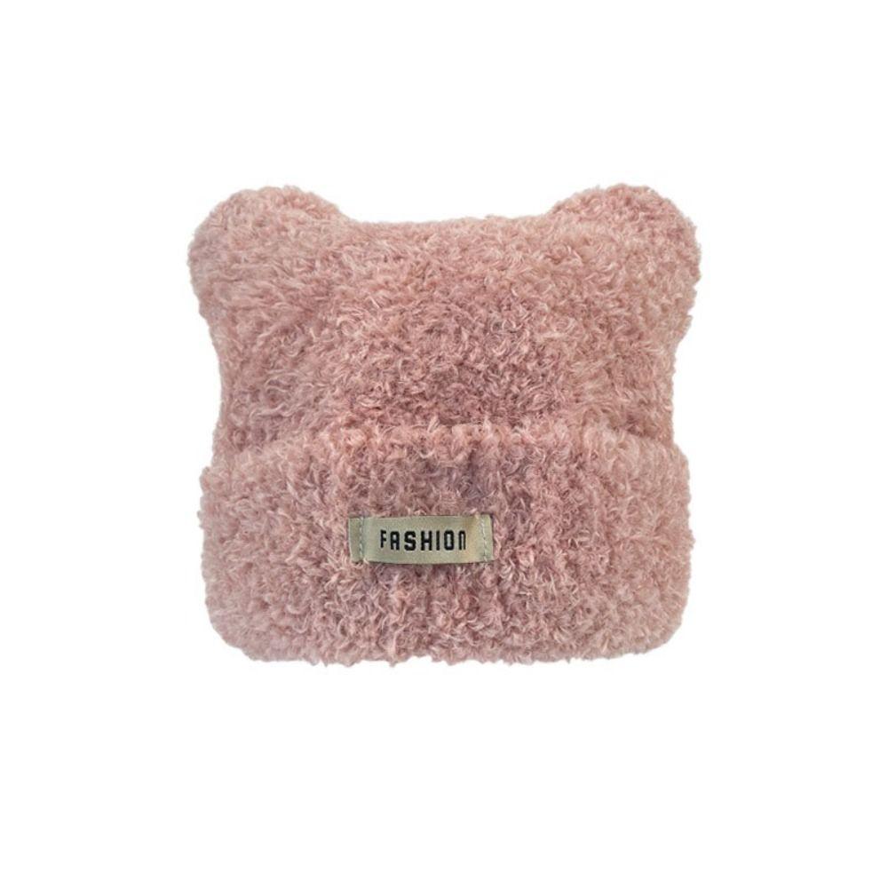 Knitted Bear Ear Hat Cartoon Plush Beanie Cap Winter Ear Protection Skull cap  Women