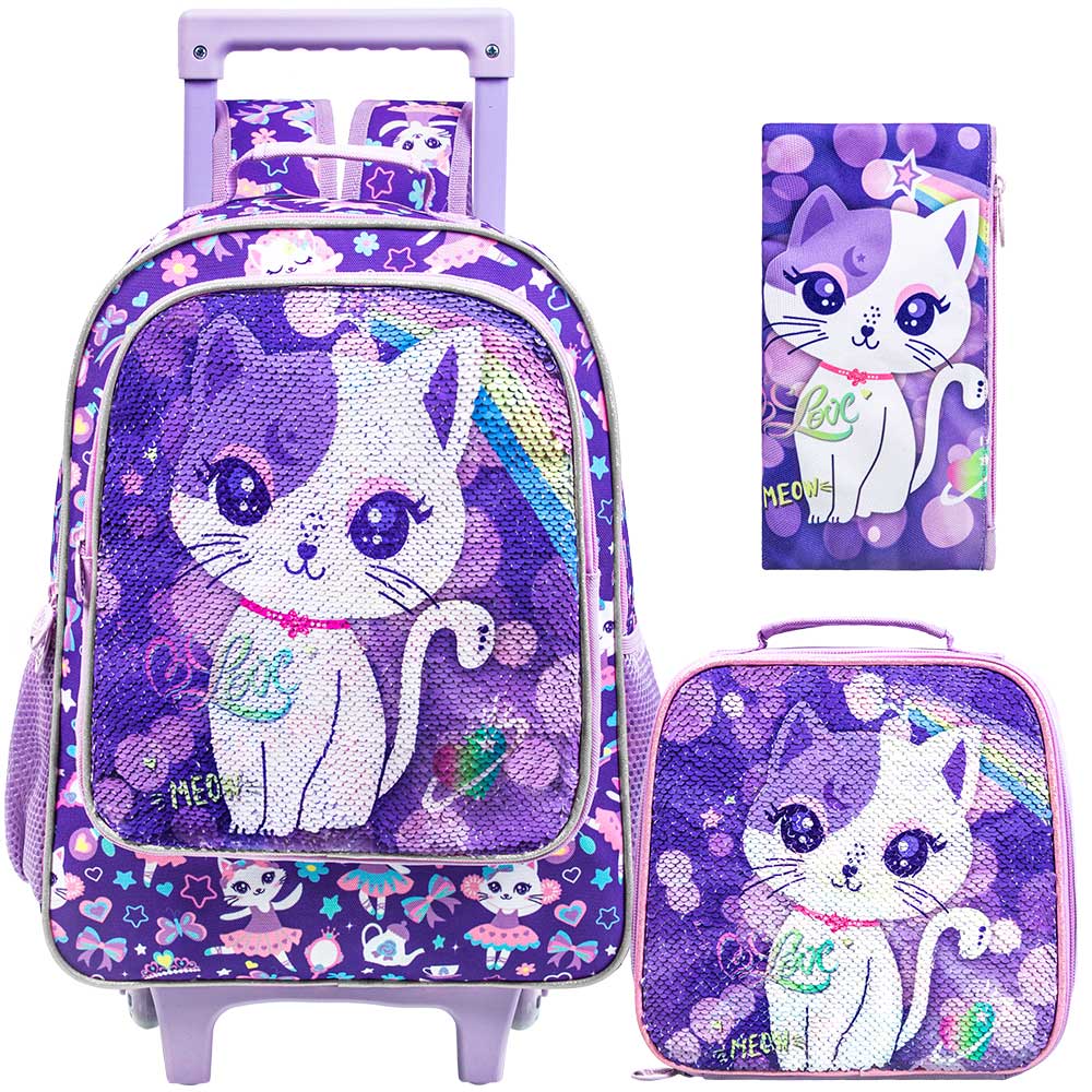 Kids Rolling Backpack for Girls, Roller