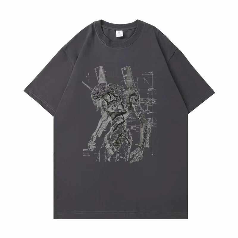 EVA Anime Shortsleeved Unit01 Asuka Tshirt 2026 Summer New Mecha Pure Cotton Offtheshoulder Top for Unisex and Women