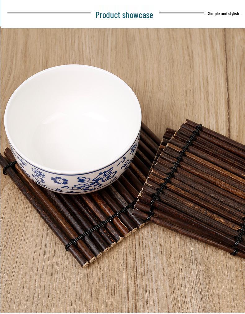 Retro Bamboo Tea Ceremony Coaster Set: Heat Insulation Placemat, Woven Tea Mat, Purple Bamboo Ornament, Tea Accessories.