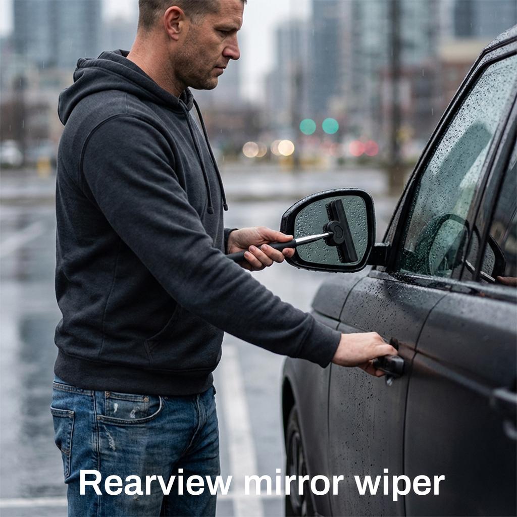 Rearview Mirror Wiper Snow Shovel Defogging Glass Scraper Car Extendable Rain Wiper