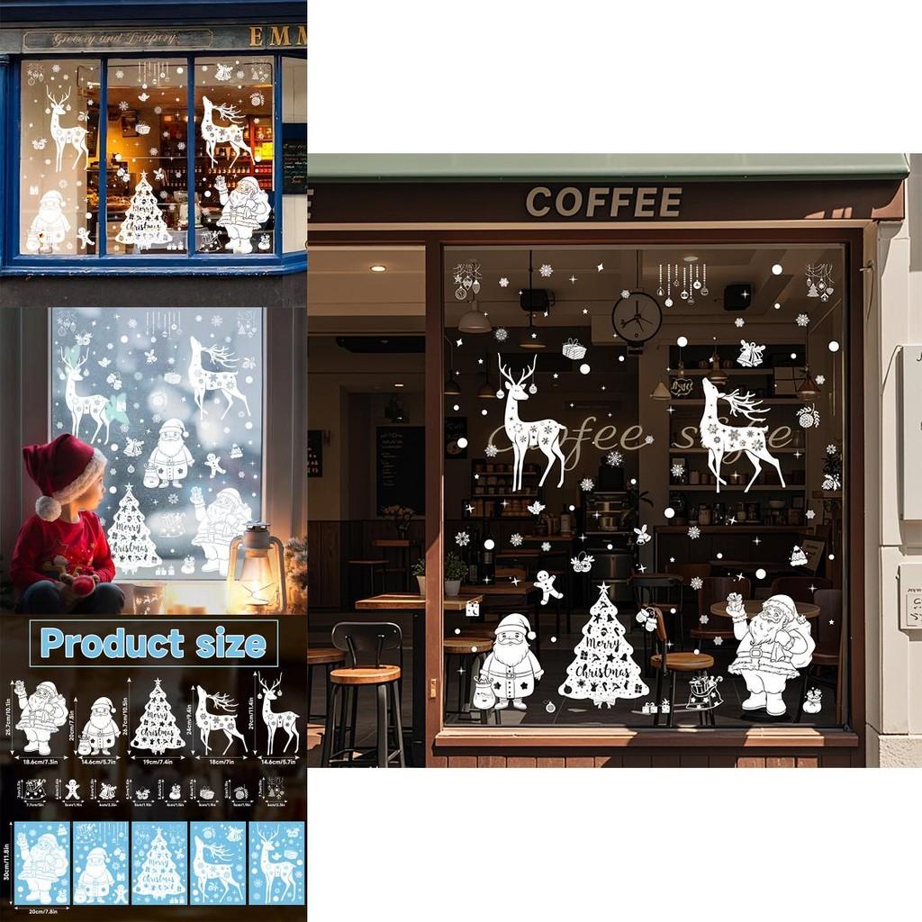 Christmas Window Decals With Snowflakes And Reindeer Pvc Sticker Set For Holiday Decor