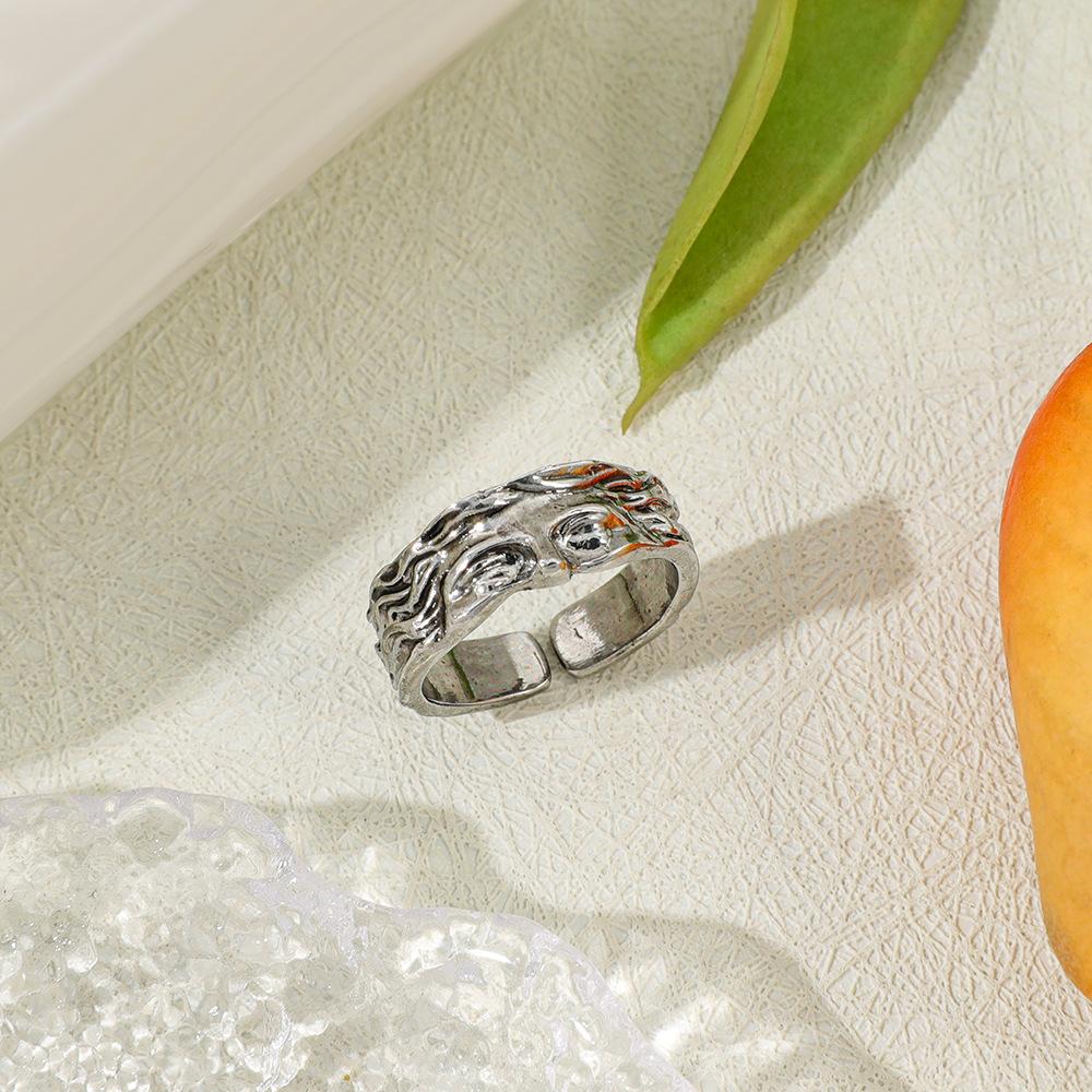 Half-face Ring for Men and Women, Cold Style, Fashionable Temperament, Open Adjustable Ring